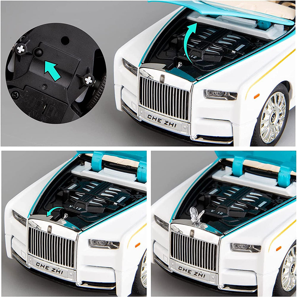 ROLLS ROYCE PHANTOM BIG SIZE 1:24 DIECAST SCALE MODEL METAL PULL BACK WITH OPENABLE DOORS & LIGHT, MUSIC TOY VEHICLE FOR KIDS [SIZE:-22CM