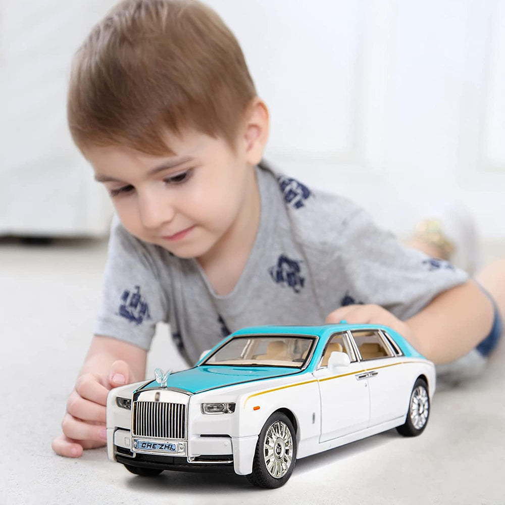 ROLLS ROYCE PHANTOM BIG SIZE 1:24 DIECAST SCALE MODEL METAL PULL BACK WITH OPENABLE DOORS & LIGHT, MUSIC TOY VEHICLE FOR KIDS [SIZE:-22CM