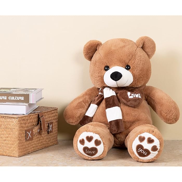 Big Teddy Bear Stuffed Animal Plush Teddy Bear with Scarf for Children Girls Girlfriends | Sam's Toy World