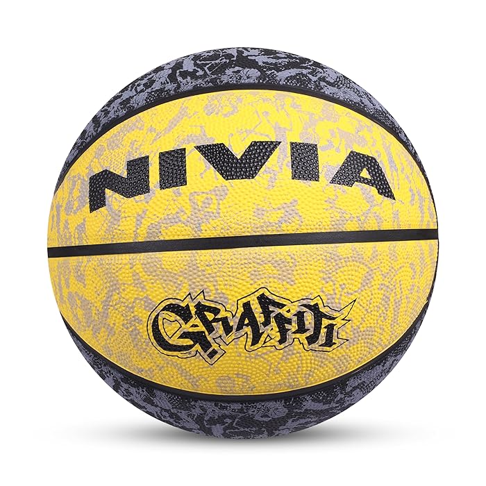 NIVIA GRAFFITI BASKETBALL BLACK AND YELLOW SIZE - 7| All Sport Players Choice | Sam's Toy World | Ahmedabad Gujarat