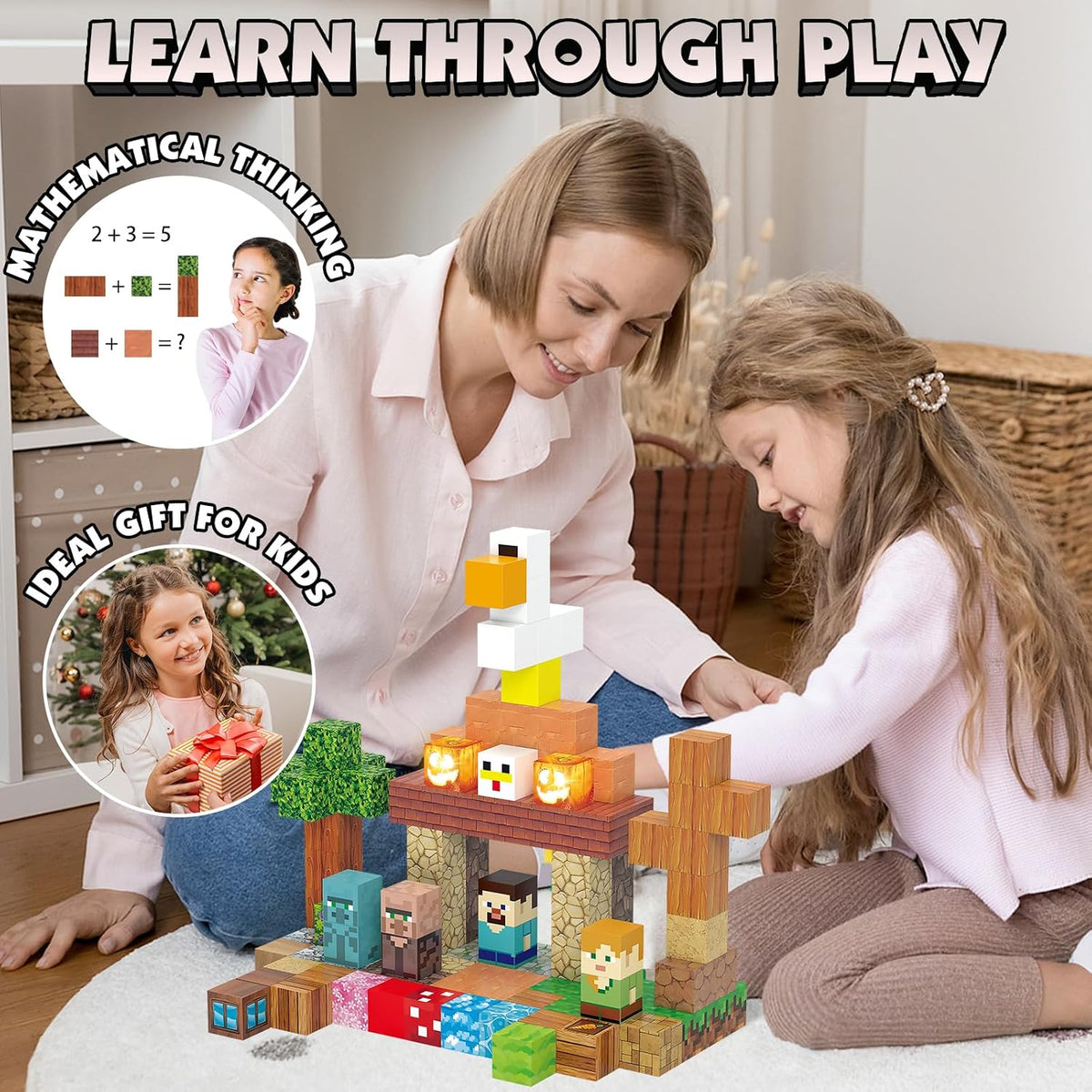 Magnetic Blocks, Magnetic Building Blocks STEM Toys for Toddler 3+ 120pcs