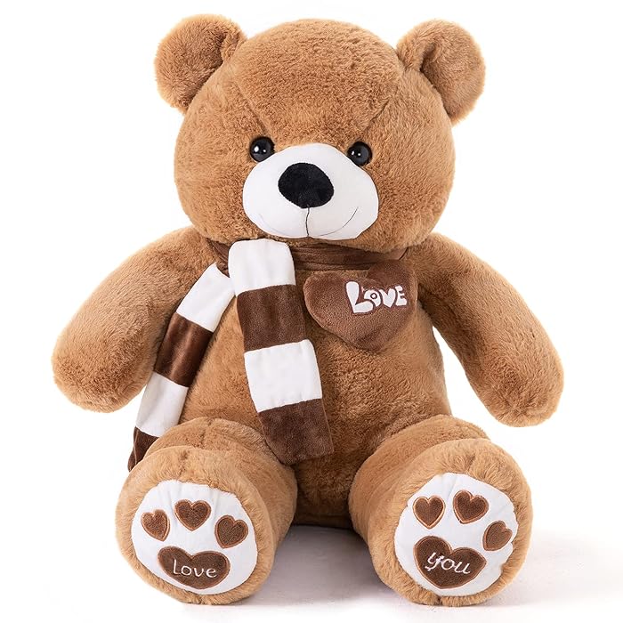 Big Teddy Bear Stuffed Animal Plush Teddy Bear with Scarf for Children Girls Girlfriends | Sam's Toy World