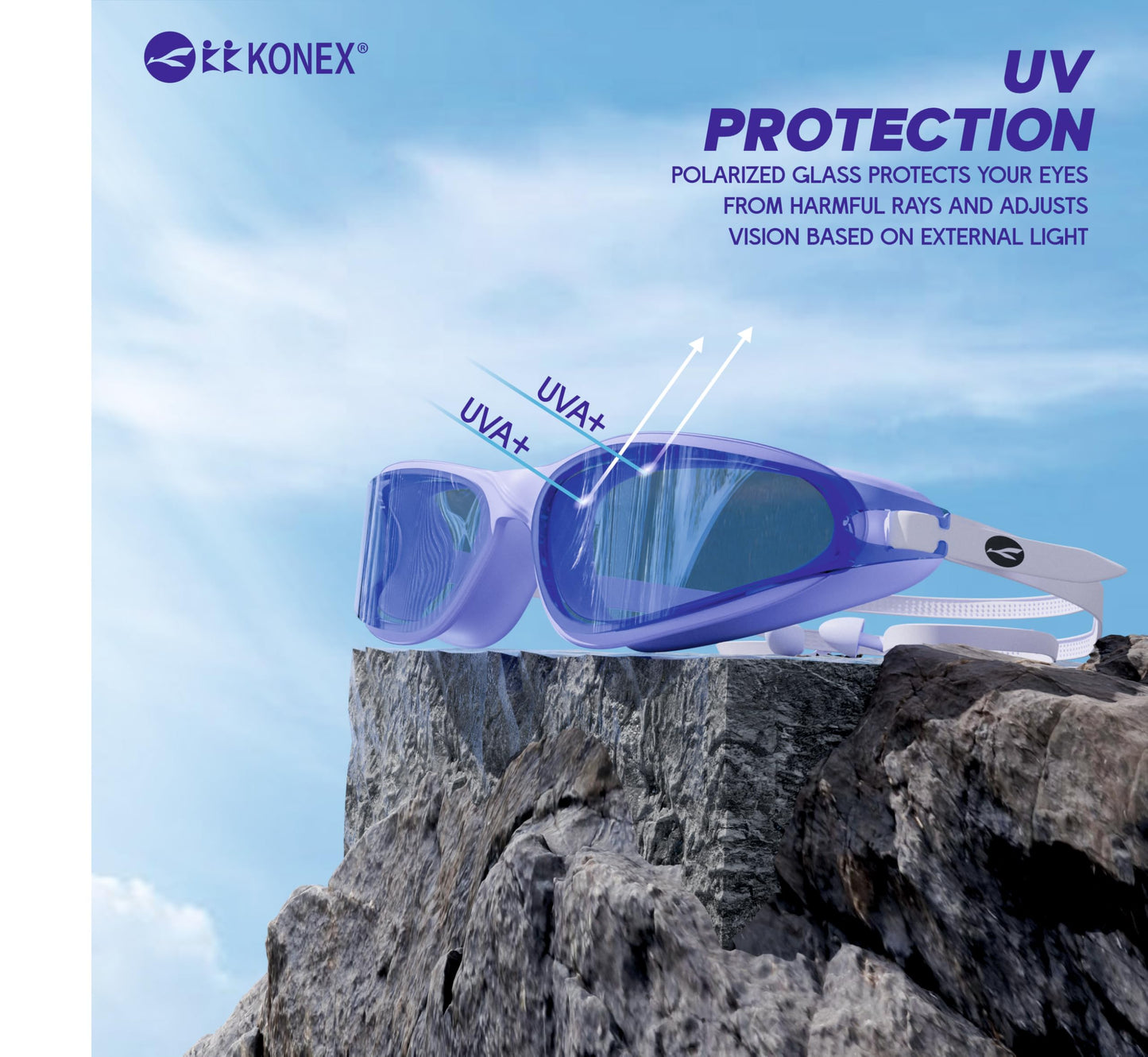 KONEX Anti Fog Swimming Goggles with UV Protection for Men & Women | Wide Angle View with Anti Leak Technology | for Children & Adult