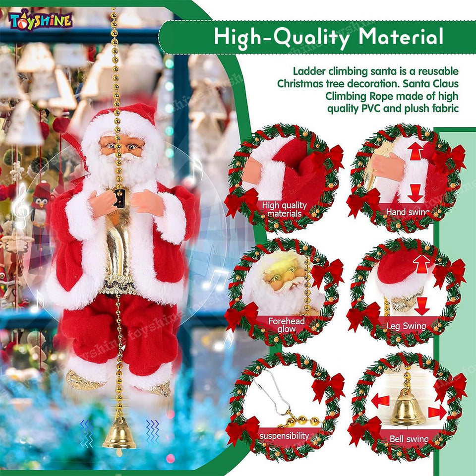 Climbing Santa claus with Music, Christmas Tree Pendant Ornament Novelty Climbing on Rope, X Mas Decoration | Sams Toy World Ahmedabad