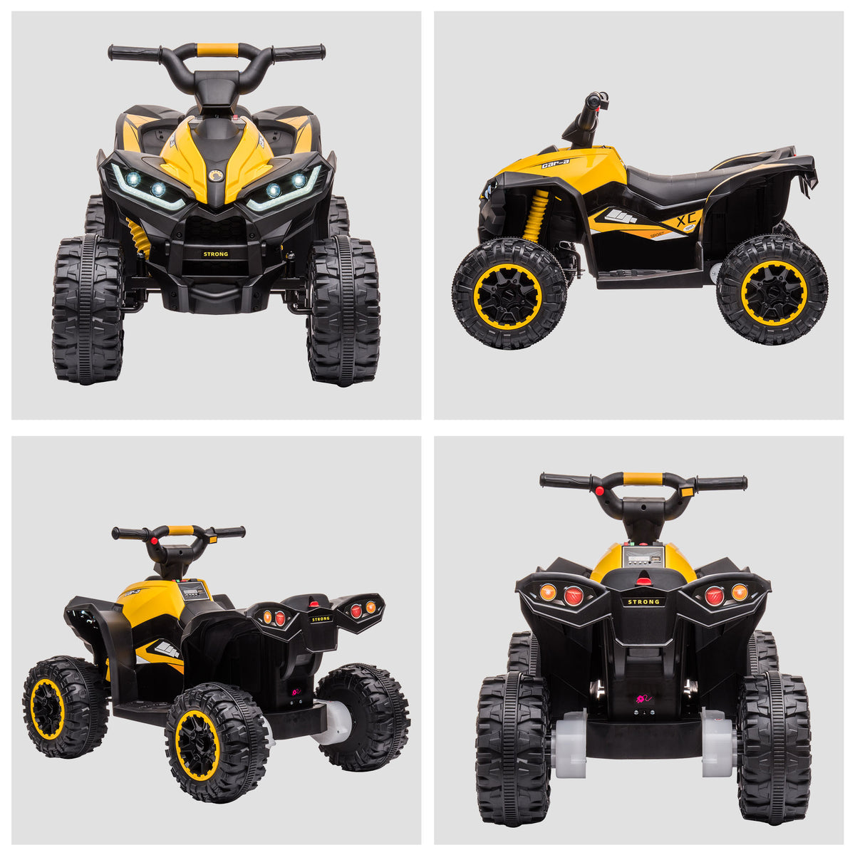12V Kids ATV Quad Car with Forward & Backward Function, Four Wheeler for Kids with Wear-Resistant Wheels, Music, Electric Ride-on ATV for Toddlers Ages 3+ Years Old, Yellow