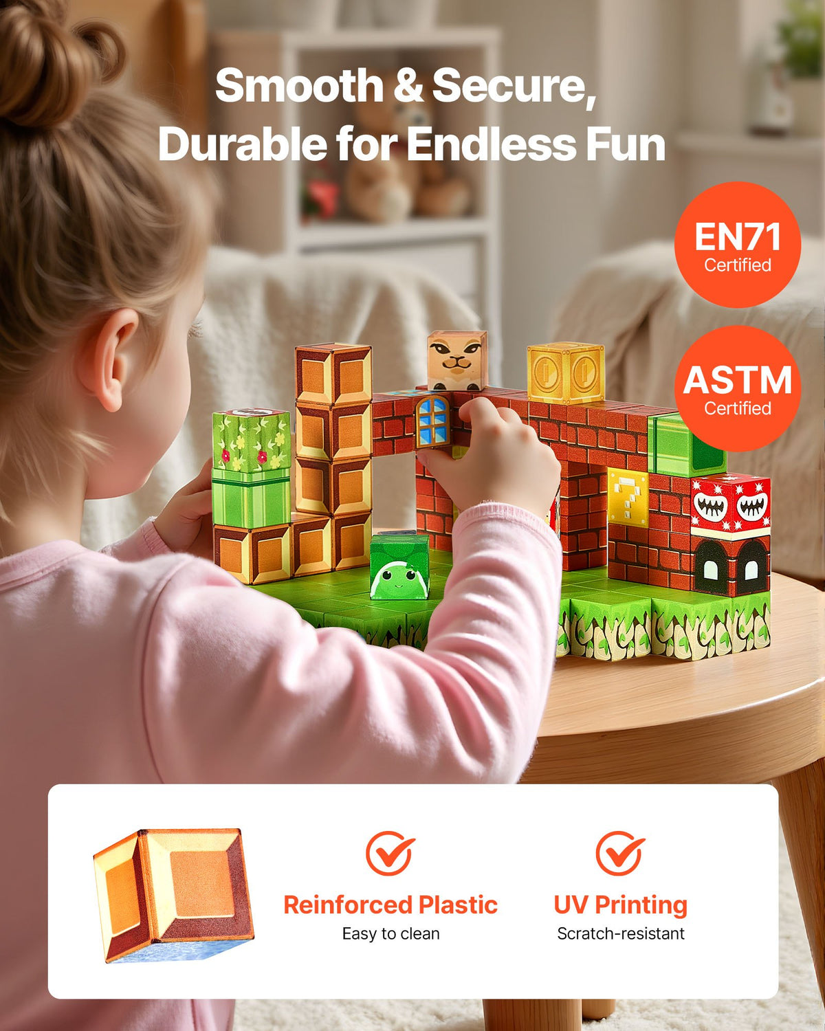 Minecraft Blocks, 100 PCS Magnet Blocks Set, Magnetic Building Cubes For Kids, STEM Montessori Sensory Toys For Christmas Birthday Gift, Construction Stacking Toy For Ages 3 And  Years Old Boys & Girls