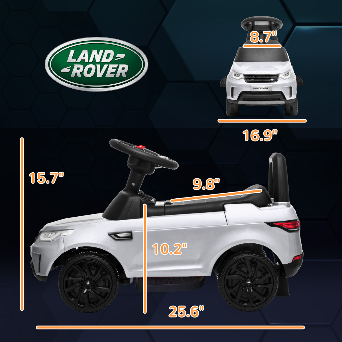 2 in 1 Land Rover Licensed 6V Ride on Car Sliding Car Battery Powered Electric Car w/ Headlights Music Horn, White