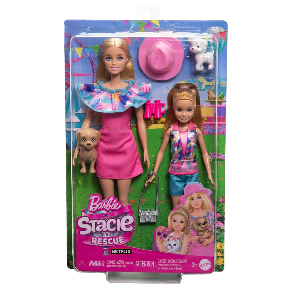 Barbie & Stacie Sister Doll Set With 2 Pet Dogs & Accessories samstoy.in