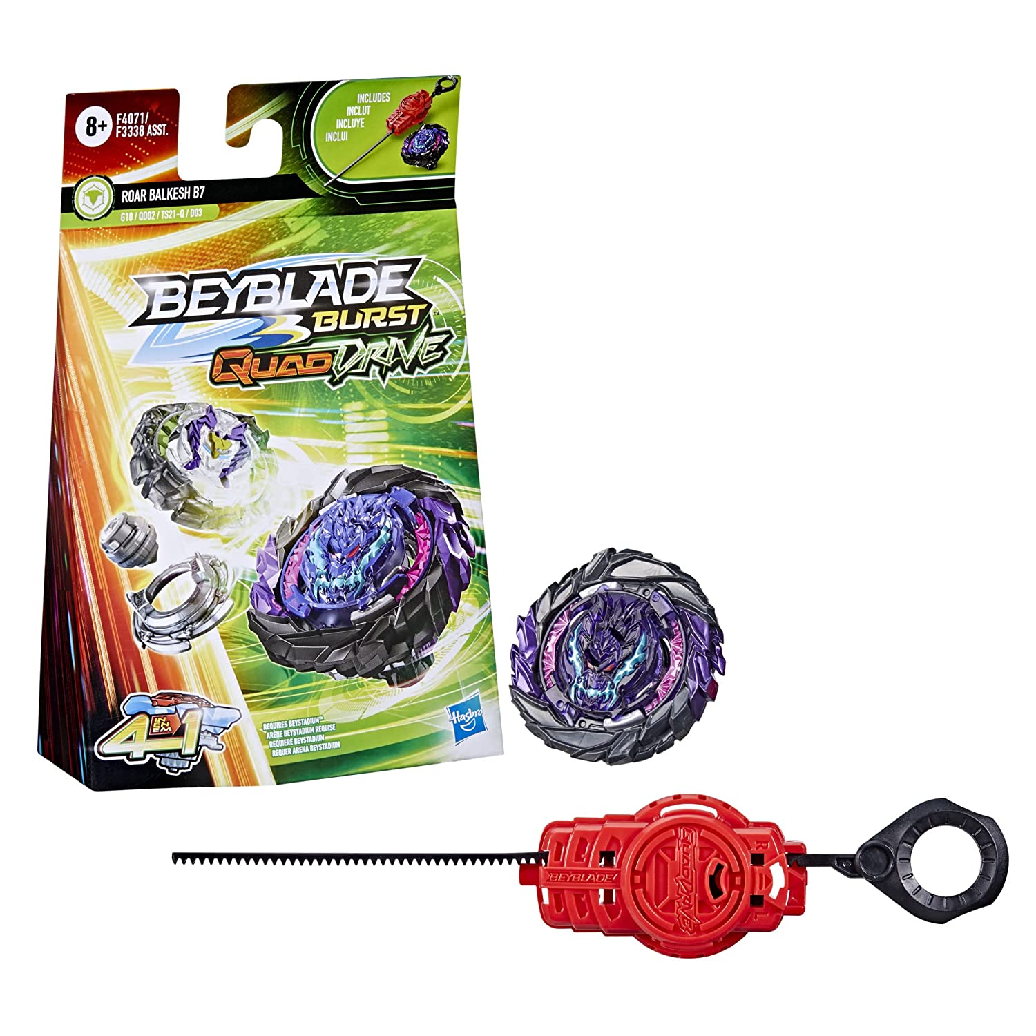 Beyblade Burst QuadDrive Roar Balkesh B7 Spinning Top Starter Pack With Launcher For Kids Ages 8 And Up | Hasbro | Sams toy - samstoy.in