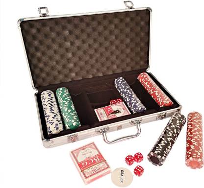 Casino Grade 300 Chips With Aluminum Case,2 deck of Playing Cards, 1 Dealer Chip, 5 dice For Texas Hold'em, Blackjack, Casino Games. Complete Poker Game Set India make - samstoy.in