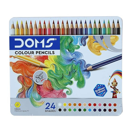 Buy Doms 24 Shades Super Soft Color Pencils Flat Tin Box Multicolor Pack Of 1 Sam s world samstoy.in in Ahmedabad Gujarat India at lowest offer price shop in Ahmedabad Gujarat India