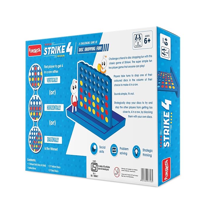 Buy Funskool Games, Strike 4, Classic disc Dropping Game, 4 in a Row, Connect Game, Family Games, Strategy Board Games, Toys for Kids and Adults, 2 Players samstoy.in in Ahmedabad Gujarat India at lowest offer price shop in Ahmedabad Gujarat India