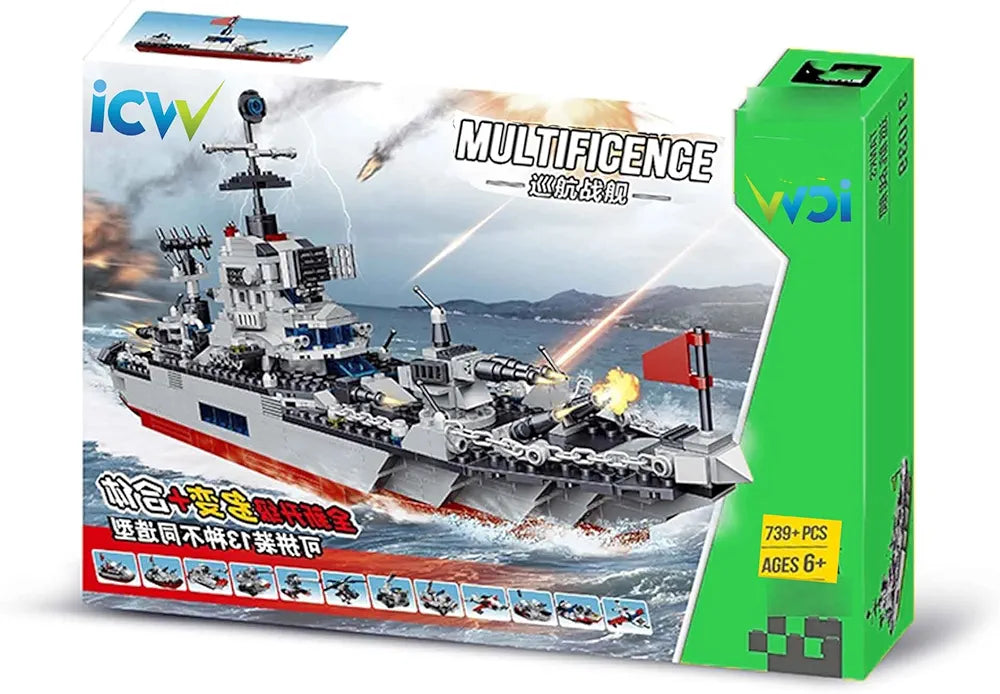 Buy ICW Multifence Convertible 13 in 1 Warship Military Battle Navy Ship Cruise Weapon Building Blocks Bricks DIY Assemble Educational Toys Construction Set 739 pcs samstoy.in in Ahmedabad Gujarat India at lowest offer price shop in Ahmedabad Gujarat India