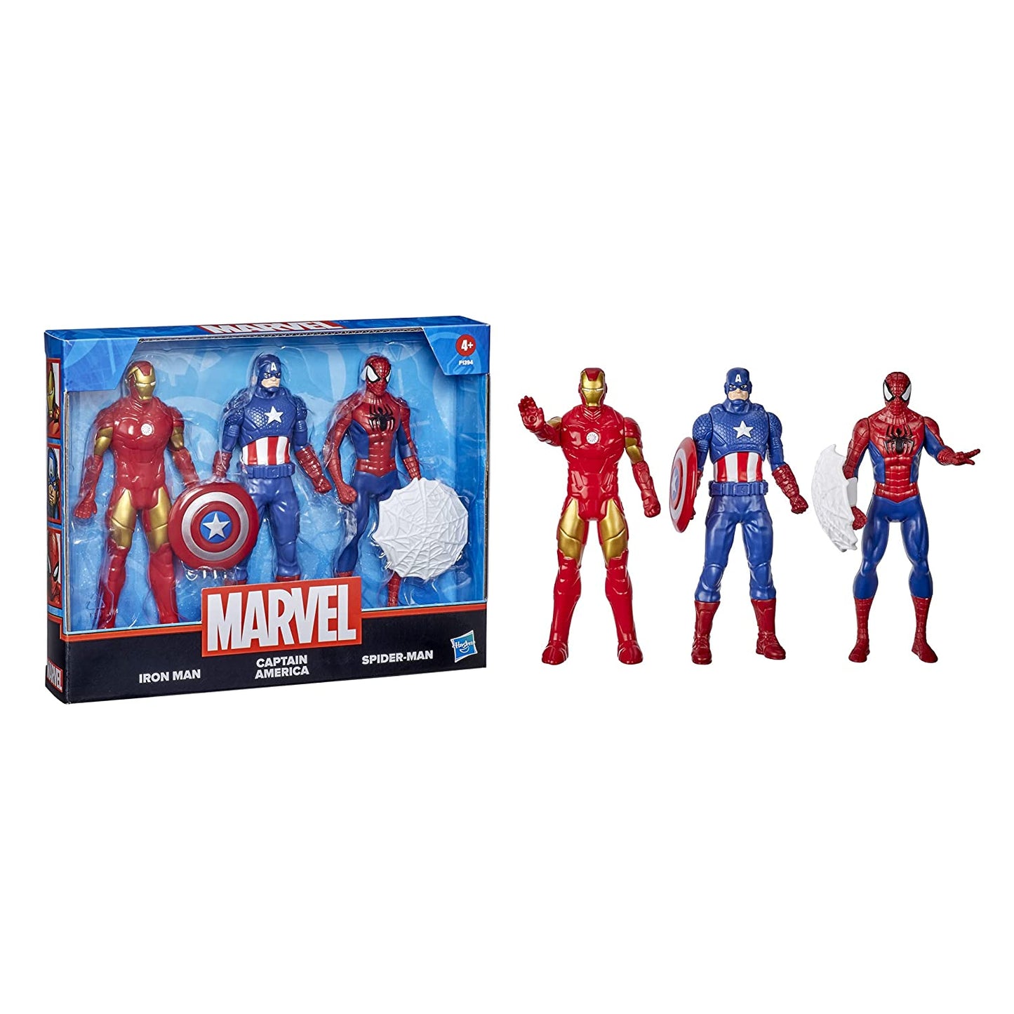 Marvel 6-Inch Scale Iron Man, Spider-Man, Captain America Action Figure Toy Pack Of 3 For Kids Ages 4 And Up | Hasbro| Sams toy - samstoy.in