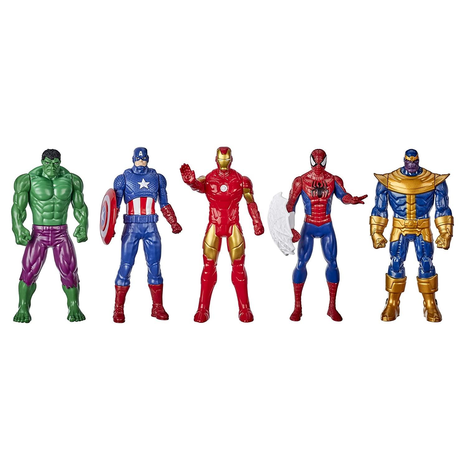 Marvel 6 Inch Super Heroes Iron Man, Spider-Man, Captain America, Hulk, Thanos Action Figure, Pack Of 5 | Hasbro | Sams toy - samstoy.in