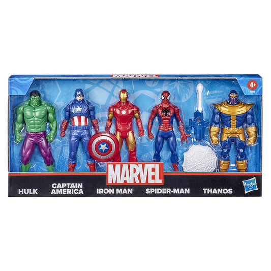 Marvel Action Figure 5-Pack, 6-inch Figures, Iron Man, Spider-Man, Captain America, Hulk, Thanos (2023) Hasbro isi mark Brand New - samstoy.in
