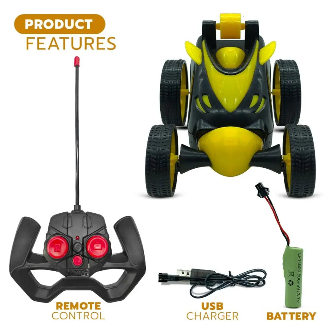 NHR 360deg; Rotating Remote Control Stunt Car for Kids, Radio Control Electric Car, Remote Control Car for Kids, RC Car, Stunt Car for Kids, RC Stunt Car-Yellow