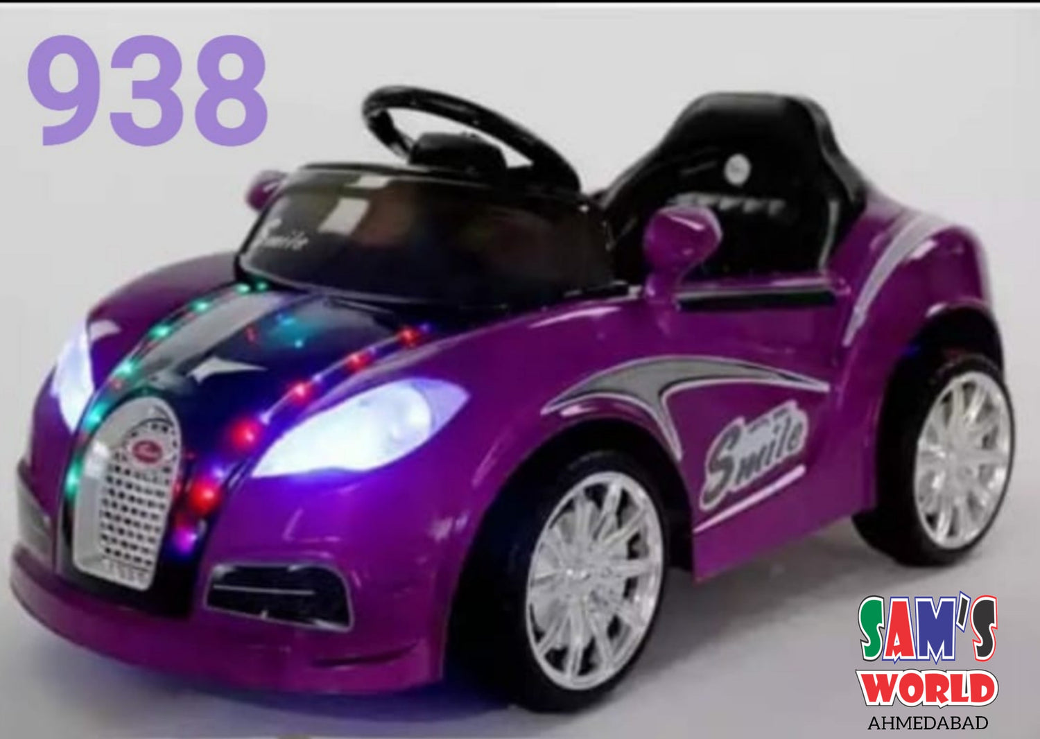 Sams World 938 Battery Operated  Ride On Toy Car For Kids With Backrest with Remote for 1 To 7 years kids - samstoy.in