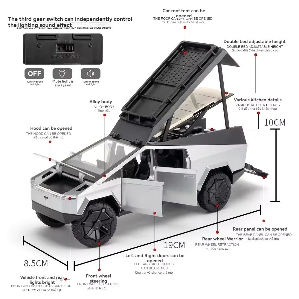 Buy TESLA CYBERTRUCK CAMPING VEHICLE 1:24 METAL PULLBACK CAR | OPENABLE DOORS | LIGHT | MUSIC FOR KIDS BEST TOYS GIFTS FOR KIDS BY SAMS WORLD samstoy.in in Ahmedabad Gujarat India at lowest offer price shop in Ahmedabad Gujarat India