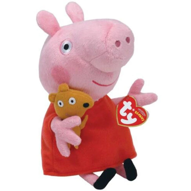 TY PEPPA Pig George 15cm Kawaii Shiny Big Eyes Beanie Boo Girl Cute Plush Toy Kids Birthday Gift Sleeping Mate - samstoy.in