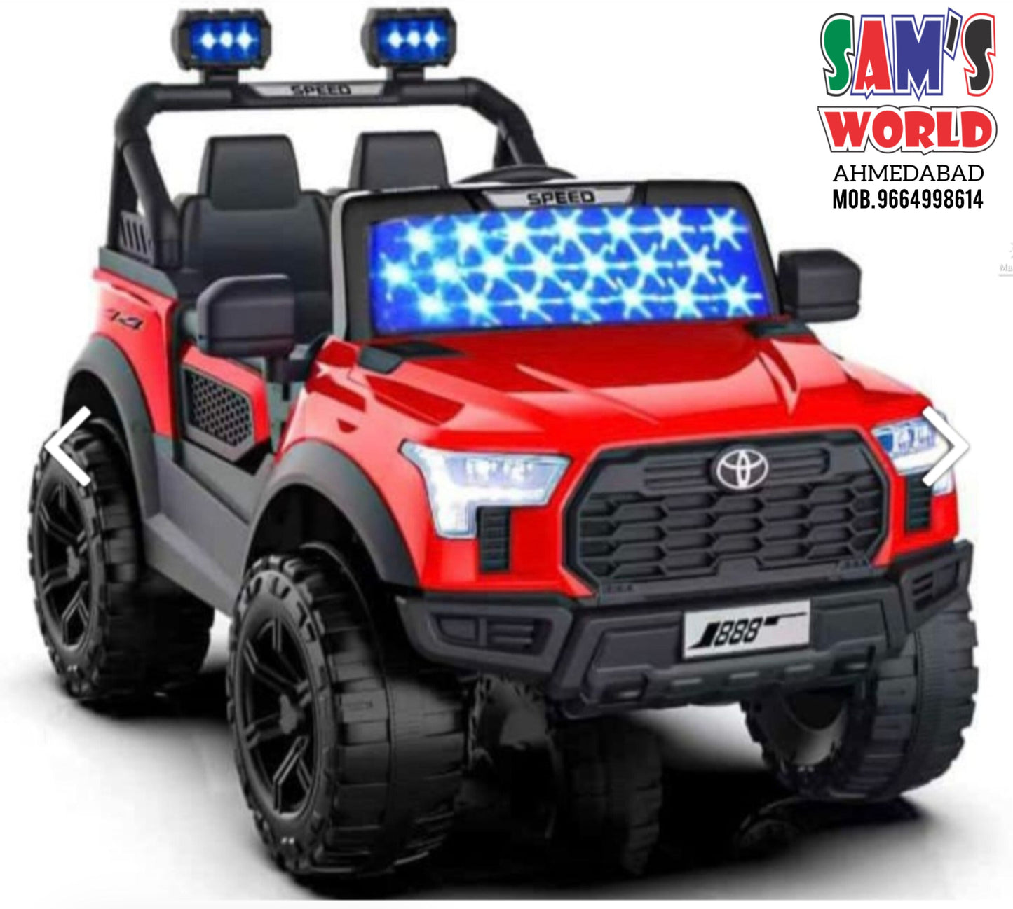 Toyota Model Kids Ride on Jeep with 12V Battery Music Lights Remote Control | sams Toy World | Ahmedabad Gujarat samstoy.in Sams toy world Ahmedabad 