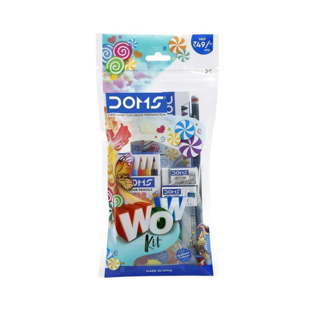 Doms wow Kit | Perfect Value Pack | Kit For School Essentials | Gifting Range For Kids | Combination of 7 Stationery Items | mrp ₹:49 | Sam's Toy World Ahmedabad