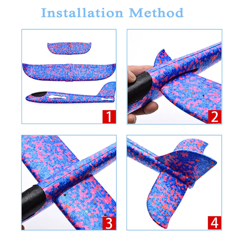 Sams Toy World Children's DIY Hand Throwing Airplane Toy Glider Fighter Flying Toy Foam Airplane Model Outdoor Game Party Bag Fillers For Kids