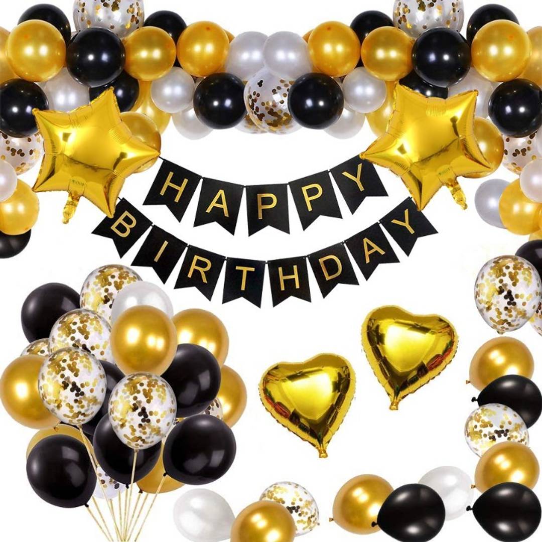 Buy Happy birthday decoration kit combo- 50Pcs Set With Foil, Metallic Balloon Confetti Ballons, Birthday Banner for Husband Kids Boys Girls Wife Balloons Birthday Decorations Items - sams toy world shops in Ahmedabad - call on 9664998614 - best kids stores in Gujarat - Near me - discounted prices