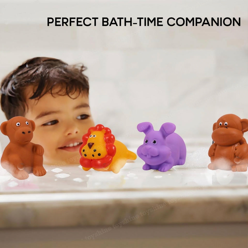 JUNGLE ANIMAL FRIENDS BATH TOYS | TODDLER BABY CHU CHU BATHING SQUEEZE BATH TOYS samstoy.in