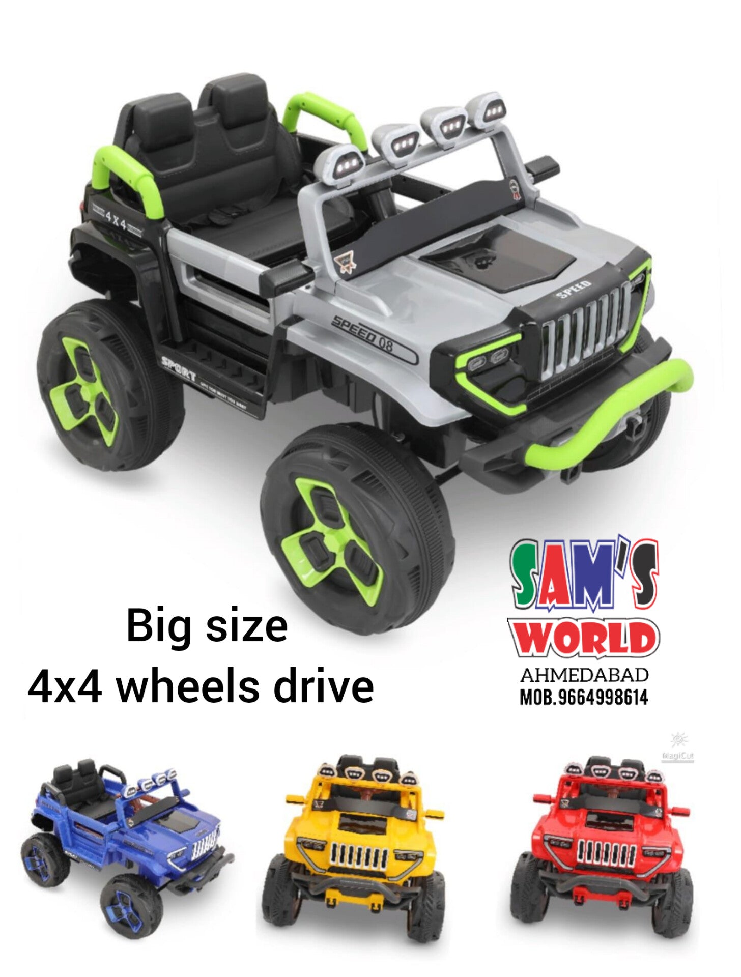 Jumbo-Size A-1200 | Ride-On Red 4x4 Battery Operated Jeep For Kids | Make in Gujarat samstoy.in