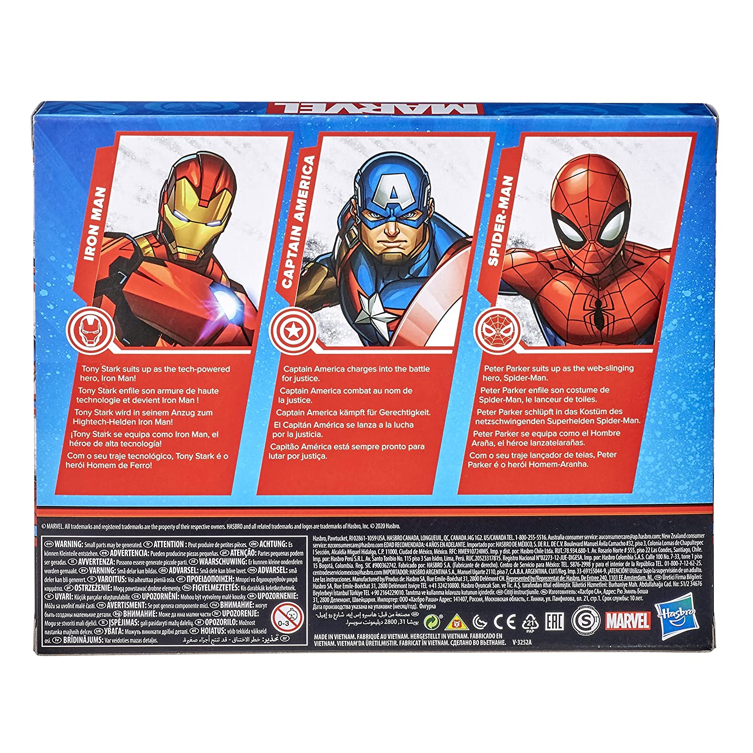 Marvel 6-Inch Scale Iron Man, Spider-Man, Captain America Action Figure Toy Pack Of 3 For Kids Ages 4 And Up | Hasbro| Sams toy - samstoy.in