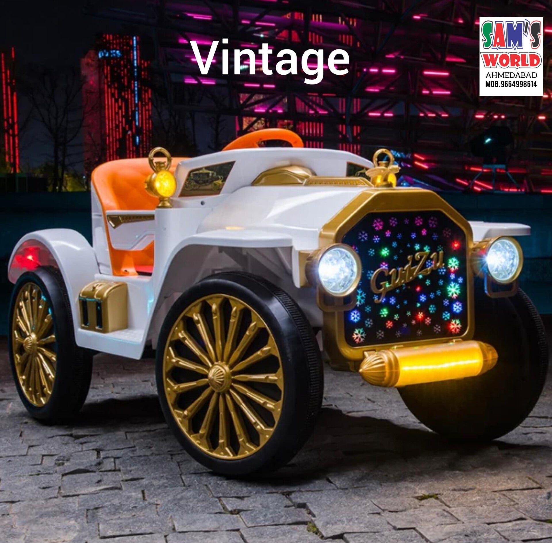 Mercedes Simplex Style Vintage jumbo size 12 volt Kids Car | 4X4 Wheel Drive | Leather Seat| Battery Operated ride on car samstoy.in Sams toy world Ahmedabad 