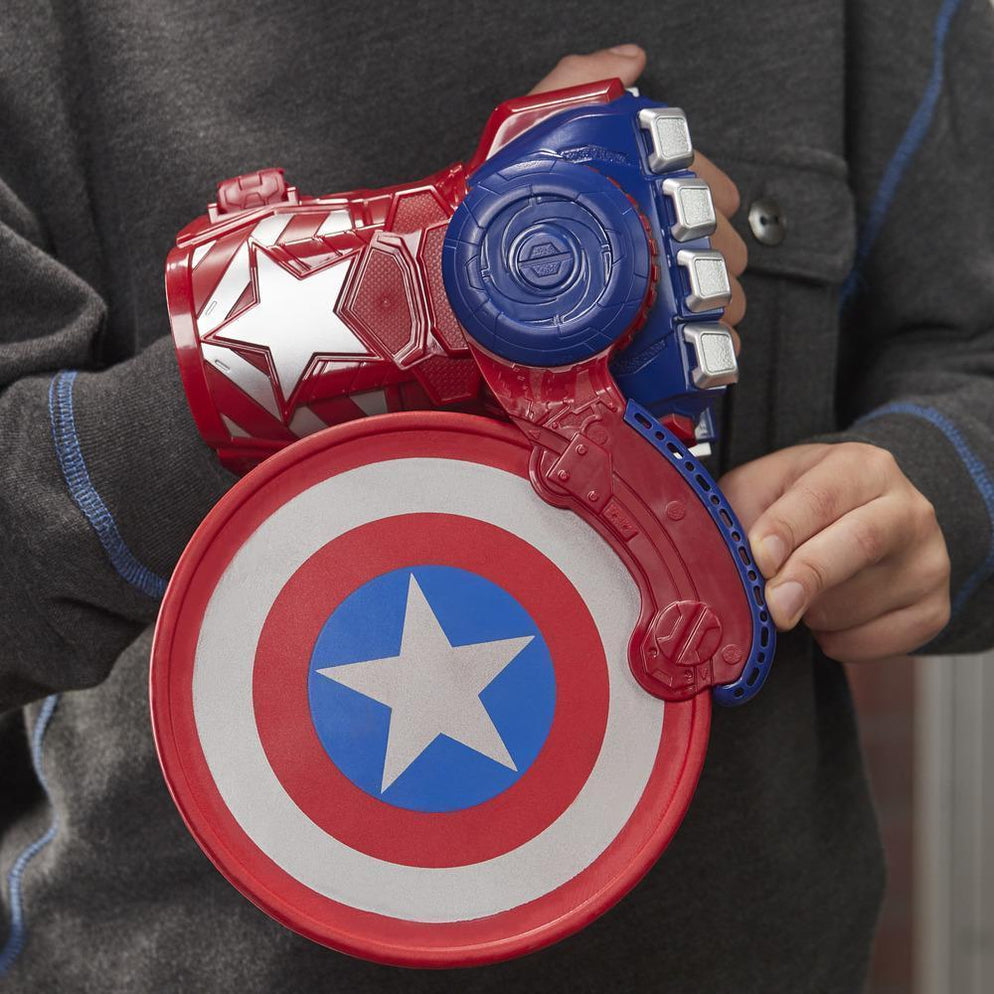 New Nerf Power Moves Marvel Avengers Captain America Shield Sling Disc-Launching Toy for Kids Roleplay