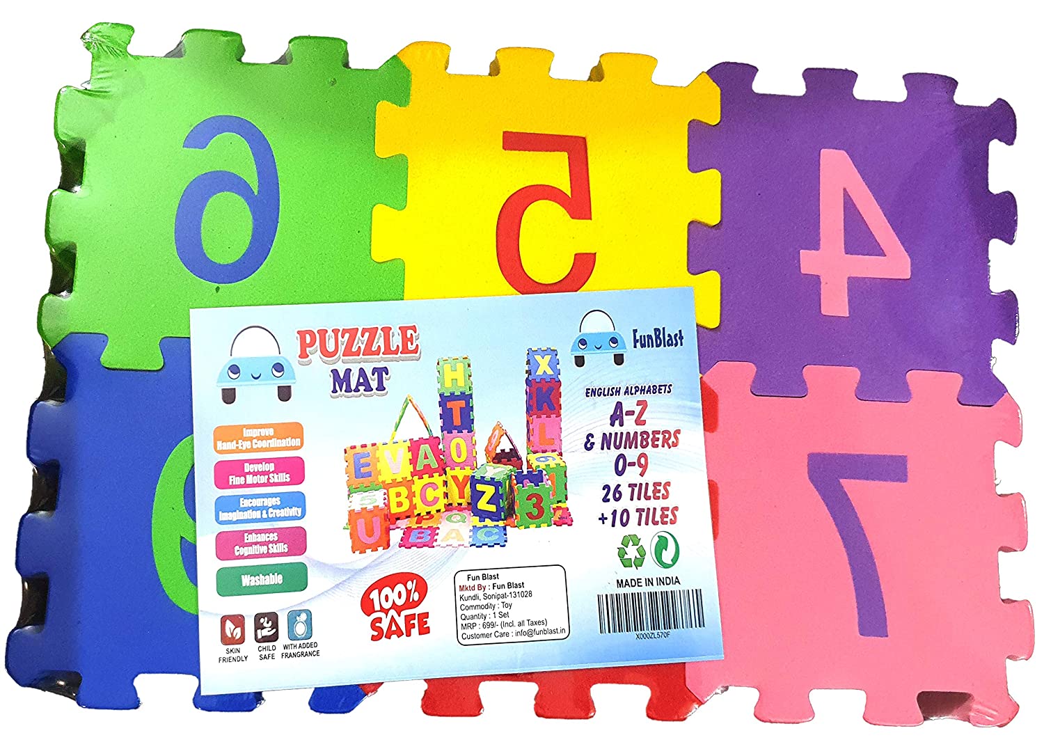 Buy New 36 Pieces Mini Puzzle Foam Mat for Kids, Inter locking Learning Alphabet and Number for children - sams toy world shops in Ahmedabad - call on 9664998614 - best kids stores in Gujarat - Near me - discounted prices