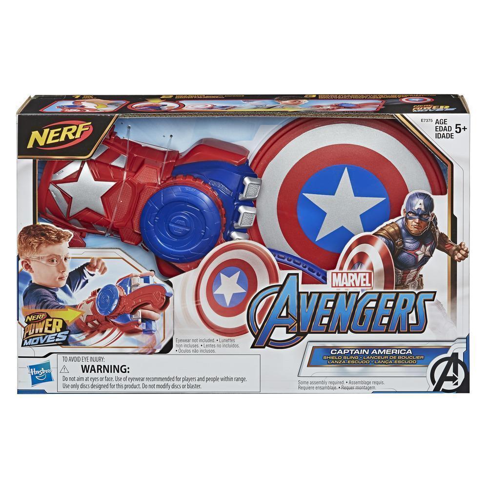 New Nerf Power Moves Marvel Avengers Captain America Shield Sling Disc-Launching Toy for Kids Roleplay samstoy.in