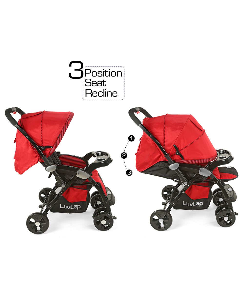 Buy Now 2022 LuvLap Galaxy Baby Stroller - Red & Black - sams toy world shops in Ahmedabad - call on 9664998614 - best kids stores in Gujarat - Near me - discounted prices