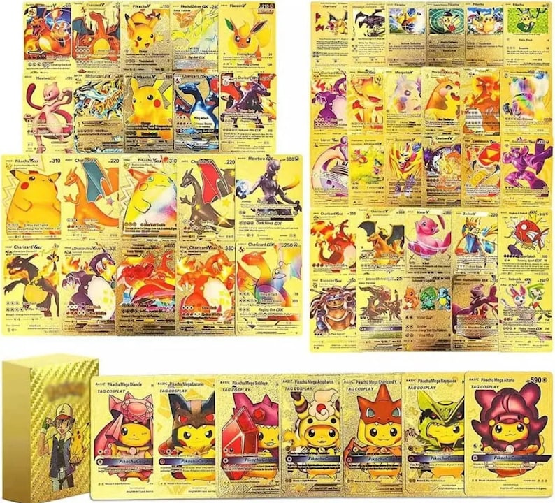 Pokemon Card Foil GOLD PACK 110 CARDS Tcg gx, vmax gx, card Charizard rare Sams Toy - samstoy.in