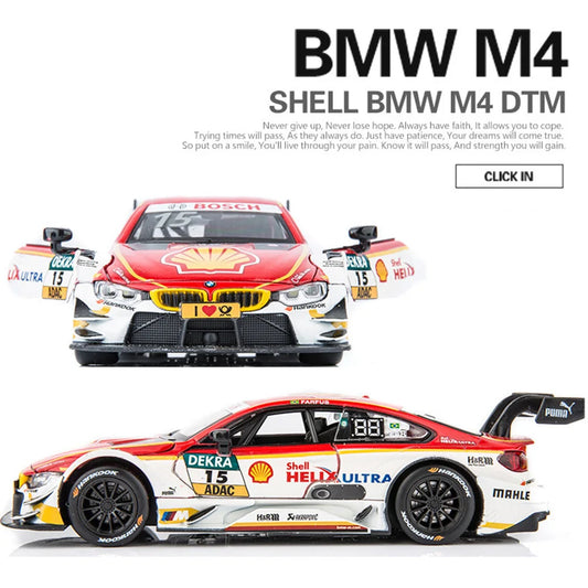Sam's Toy World 1:32 Scale BMW M4 DTM Car Model Toy Doors Opened Metal Diecast Music Light Pull Back Racing Cars Models Toys Kids Hobby Gifts