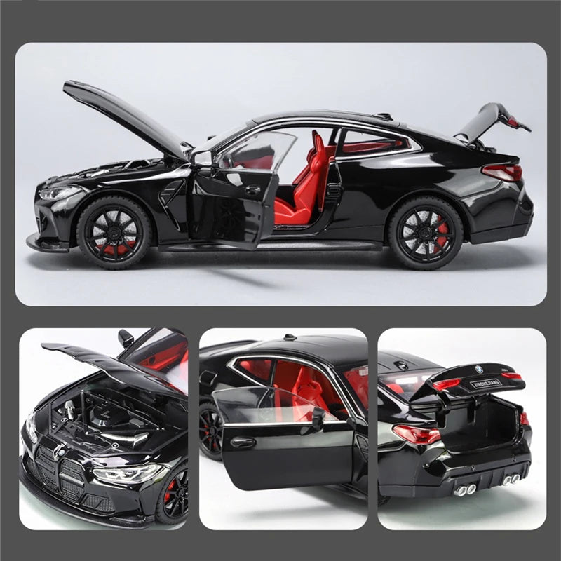 Sam's Toy World 1:24 M4 G82 Coupe Alloy Sports Car Model Diecasts Metal Vehicles Car Model Simulation Sound Light Collection Chlidrens Toys Gift