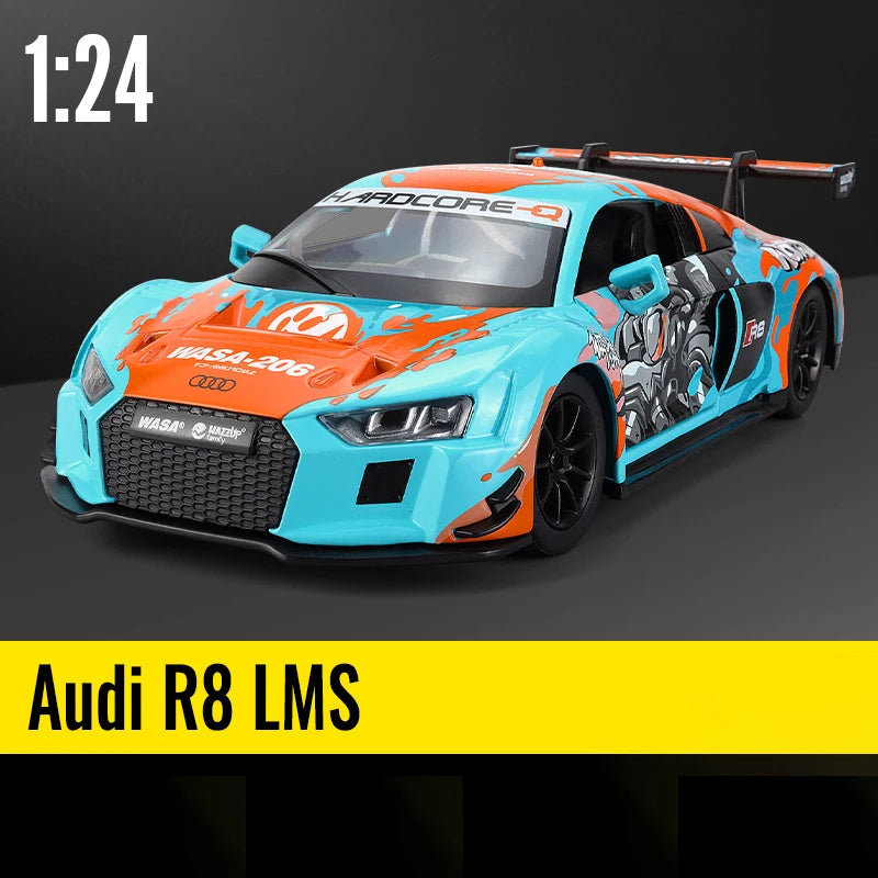 Sam's Toy World 1:24 BMW M4 GT3 AUDI R8 LMS WASA Joint Edition Alloy Sports Car Model Diecasts Metal Racing Car Model Sound Light kids Toys Gift