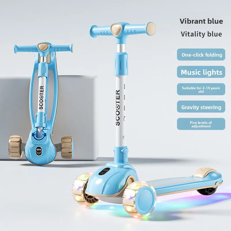 Sam's Toy World Wheel Kids Scooter Foldable Toddler Ride On Toy Flashing Wheels Scooter Suitable for Helping Children Develop Their Balance