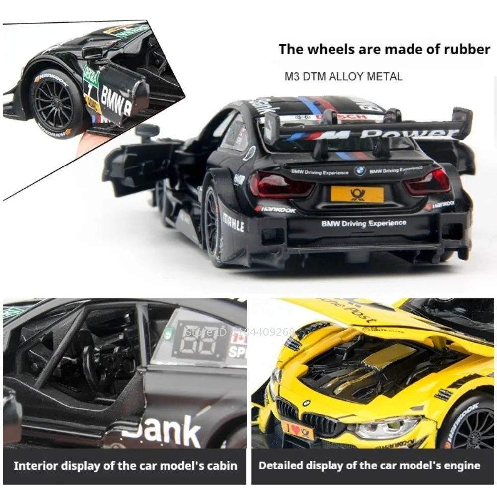 Sam's Toy World 1:32 Scale BMW M4 DTM Car Model Toy Doors Opened Metal Diecast Music Light Pull Back Racing Cars Models Toys Kids Hobby Gifts