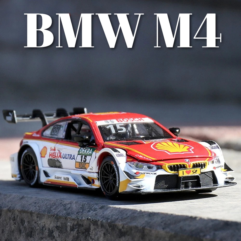 Sam's Toy World 1:32 Scale BMW M4 DTM Car Model Toy Doors Opened Metal Diecast Music Light Pull Back Racing Cars Models Toys Kids Hobby Gifts