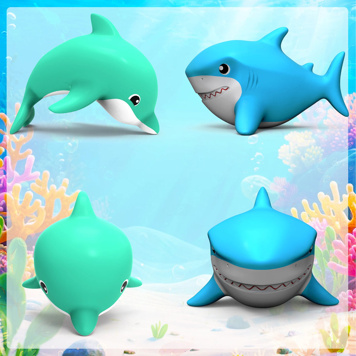 8pcs Mold-Resistant Sea Animal Bathtub Shower Toys Bathing Water Play Clockwork Toy for Kids Birthday Gifts