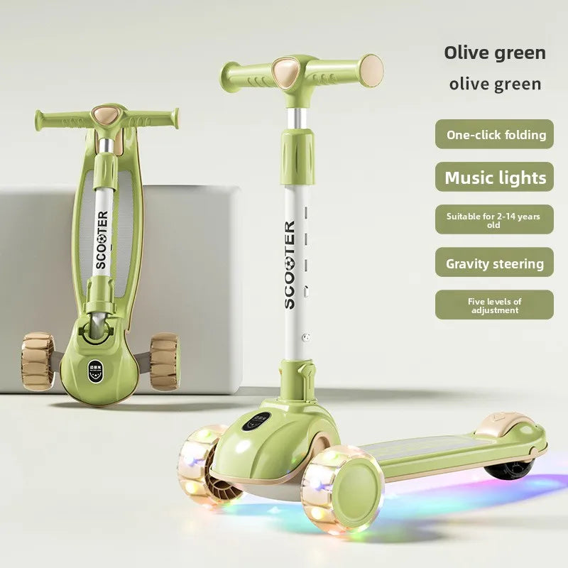 Sam's Toy World Wheel Kids Scooter Foldable Toddler Ride On Toy Flashing Wheels Scooter Suitable for Helping Children Develop Their Balance