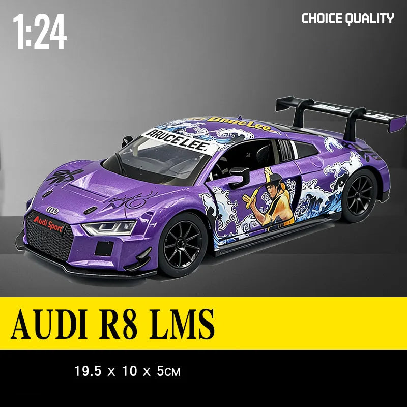 Sam's Toy World 1:24 BMW M4 GT3 AUDI R8 LMS WASA Joint Edition Alloy Sports Car Model Diecasts Metal Racing Car Model Sound Light kids Toys Gift