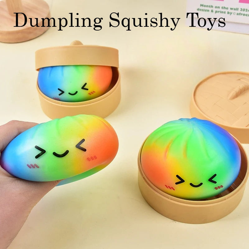 Sam's Toy Color Dumpling Squishy Toy with Bamboo Slow Rising Stress Relief Fidget Ball Soft Squeeze Toys for Adults & Kids