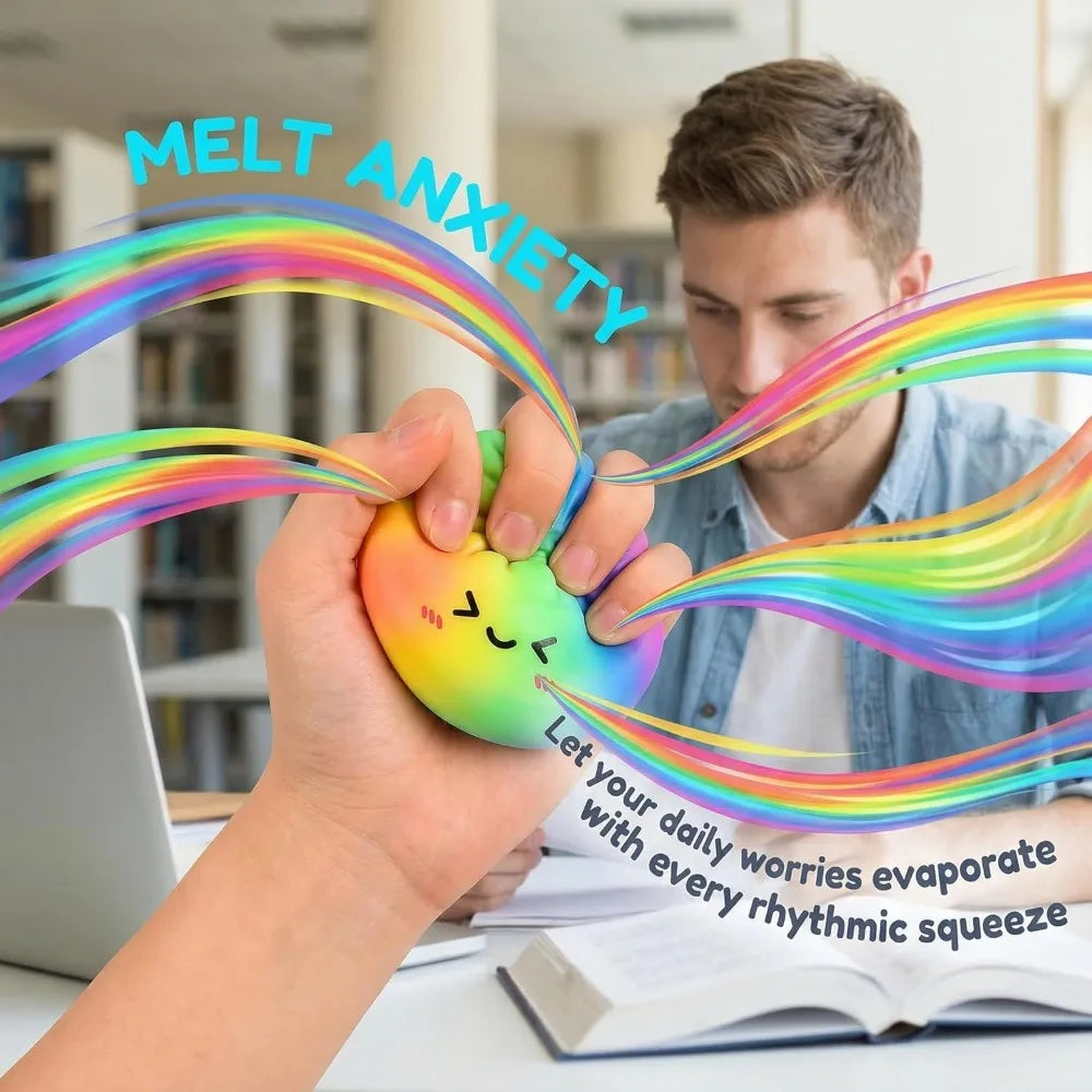 Sam's Toy Color Dumpling Squishy Toy with Bamboo Slow Rising Stress Relief Fidget Ball Soft Squeeze Toys for Adults & Kids