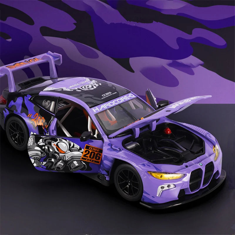 Sam's Toy World 1:24 BMW M4 GT3 AUDI R8 LMS WASA Joint Edition Alloy Sports Car Model Diecasts Metal Racing Car Model Sound Light kids Toys Gift