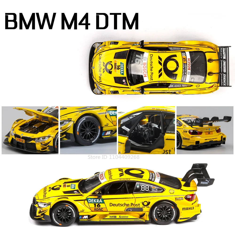 Sam's Toy World 1:32 Scale BMW M4 DTM Car Model Toy Doors Opened Metal Diecast Music Light Pull Back Racing Cars Models Toys Kids Hobby Gifts